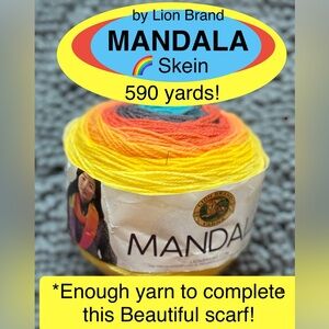 Lion Brand Mandala Yarn in Rainbow 🌈 Colors! 590 yards! Make a scarf! 🧣 NEW